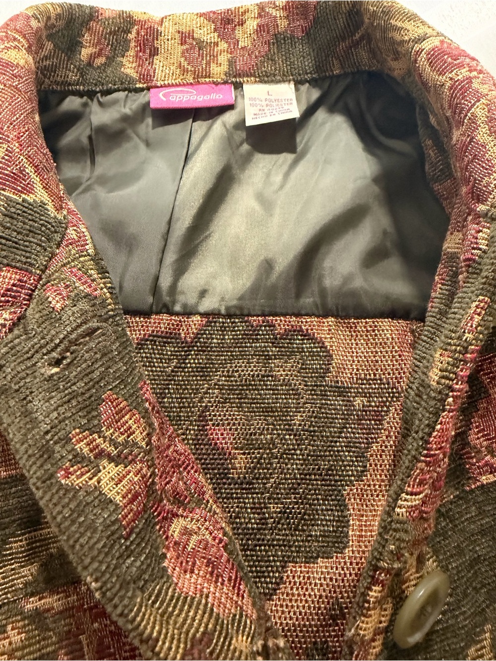 Floral Button-Front Jacket - Green & Rose - Picture 7 of 7